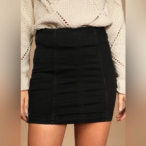 NWT Free People Modern Femme Denim Skirt Black